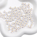 DIY 4x7mm white acrylic beads with golden letter O for personalized jewelry making - O White with Gold Letter