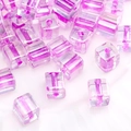 Perline di vetro cubiche viola e trasparenti per creazione di gioielli fai-da-te - Stile 13-Viola Lucido Quadrato