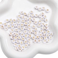 Flat round white acrylic letter P beads with gold font for DIY bracelet making - P White with Gold Letter
