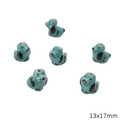 Blue hand-painted ceramic dog beads 13x17mm for DIY jewelry making and crafts - Black-eared Dog / 1 Piece (13x17mm) / Teal Blue