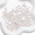 White and gold acrylic alphabet letter Q flat round beads for DIY jewelry making - Q White with Gold Letter