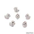 Hand-painted ceramic dog animal beads for DIY jewelry crafts in white and blue 13x17mm - White Eared Dog / 1 Piece (13x17mm) / White