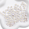 White acrylic round bead with gold letter R for DIY bracelet and craft making - R White with Gold Letter