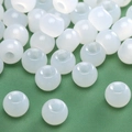 Translucent white round glass beads for DIY jewelry making with smooth glossy finish - Translucent Milky White Barrel Bead (#09)