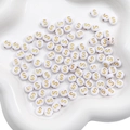 White acrylic 4x7mm flat round beads with gold letter S for DIY jewelry making - S White with Gold Letter