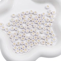 White and gold acrylic alphabet letter U beads for DIY jewelry and necklaces - U White with Gold Letter