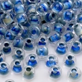 Himmelblaue und weiße Spiralglasperlen für DIY-Schmuck und Armbandherstellung - Blau-Weiß Spiralmuster Glasperlen (#15)