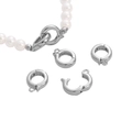 Chiusura a anello rotondo in metallo argento per collana di perle e gioielleria - Chiusura rotonda con perla artificiale / 1 Pezzo (14mmx11mmx3.5mm) / Argento