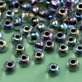 Round glass seed beads with rainbow AB coating for DIY jewelry making and beadwork - Iridescent Metallic Purple Bead (Style #15)