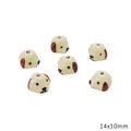 Set of 6 handmade ceramic dog beads in cream and reddish brown for DIY jewelry crafts - Dog Head / 1 Piece (14x10mm) / Yellow
