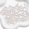 White acrylic round flat alphabet beads with gold letter A for DIY jewelry making - A White with Gold Letter
