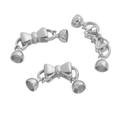 Chiusure a fiocco in rame argentato per collane di perle e gioielli fai-da-te - Chiusura a fiocco con ciondolo in perla artificiale / 1 Pezzo (38mmx8mm) / Argento