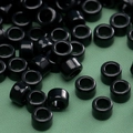 Polished black glass spacer beads with glossy finish for DIY jewelry making - Glossy Black Cylindrical Bead (Style #18)