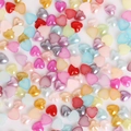 Colorful heart-shaped ABS pearl beads in various finishes for DIY crafts and nail art - Heart Style / 6mm (Approx. 200 Pieces/Pack) / Random Mixed Colors