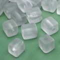 Frosted white square glass beads with center holes for DIY jewelry making - Frosted White Square Loose Beads (Style #20)