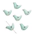 Mint green handmade ceramic bird beads with metal pin for creative DIY jewelry crafts - Pigeon / 1 Piece/Pack (20x14mm) / Blue Green with White Tail