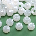 Pearlescent white glass beads with delicate dotted texture for DIY jewelry crafting - Pearlescent White Dotted Round Artificial Pearl (Style #22)