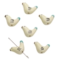 Hand-painted bird-shaped ceramic beads in beige and blue for creative DIY jewelry making - Pigeon / 1 Piece/Pack (20x14mm) / Yellow with Green Tail