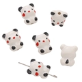Hand-painted ceramic panda beads with horizontal hole for DIY jewelry making - Bear / 1 Piece/Pack (16x19mm) / White Black Ears