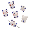 Hand-painted ceramic bear beads in white and blue for DIY creative jewelry making - Bear / 1 Piece/Pack (16x19mm) / White with Blue Ears