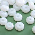 Polished white flat round glass beads for DIY jewelry making with smooth finish - Glossy White Ring Bead (Style #26)