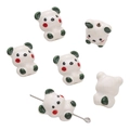 Hand-painted ceramic panda beads for DIY jewelry making and creative crafts - Bear / 1 Piece/Pack (16x19mm) / White with Green Ears