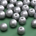 Matte silver-grey glass beads with center holes for DIY jewelry making and crafts - Matte Silver Gray Round Bead (Style #27)