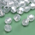 Faceted translucent white glass beads with central hole for DIY jewelry making - Pearly White Faceted Round Artificial Pearl (Style #28)