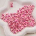 Perles acryliques givrées transparentes avec cœur rose iridescent pour bracelets DIY - 16mm (20 Pièces/Paquet) / Rouge Rose Irisé
