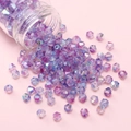 4mm γυάλινες χάντρες aurora σε μωβ χρώμα για DIY βραχιόλια σε διαφανές δοχείο - 10g/Πακέτο (περίπου 130 τμχ) / Λιλά