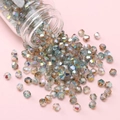 Cuentas de vidrio aurora AB de 4mm facetadas para la creación de joyas artesanales - Azul Marrón