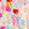 Mix of colorful pearlescent heart-shaped charms for DIY craft and nail art decor - Heart Style / 12mm (Approx. 50 Pieces/Pack) / Random Mixed Colors