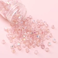 Cuentas de vidrio bicono rosa AB aurora facetadas para creación de joyas DIY - Rosa