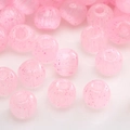 Perlina in vetro rosa Barbie 2-4mm con glitter interni e trama fine verticale - Stile 39 (39)