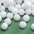Polished pure white round glass beads with threading holes for DIY jewelry making - Pure White Glossy Round Bead (#36)