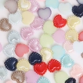 Colorful mixed heart-shaped ABS resin beads and charms for DIY craft and nail art - Dotted Heart Style / 10mm (Approx. 100 Pieces/Pack) / Random Mixed Colors
