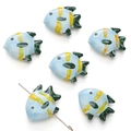 Handmade light blue ceramic fish beads with yellow stripes for DIY jewelry making - Tropical Fish / 1 Piece/Pack (21x17mm) / Teal