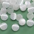 Spherical white cat eye glass beads with silk luster for DIY jewelry making - White Cat's Eye Effect Beads (Style #39)