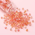 Cuentas de vidrio facetado de 4mm color melocotón con brillo AB para bisutería DIY - Rojo Anaranjado