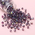 Cuentas de vidrio de 4mm violetas facetadas con acabado aurora y frasco de almacenamiento - Púrpura profundo
