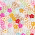 Colorful flower shaped ABS pearl beads for DIY craft and nail art decoration - Five-Bead Flower Style / 7mm (Approx. 100 Pieces/Pack) / Random Mixed Colors