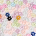 Colorful ABS pearl flower beads in mixed macaron shades for DIY craft accessories - Six-Bead Flower Style / 9mm (Approx. 100 Pieces/Pack) / Random Mixed Colors