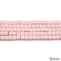 DIY jewelry 6mm pink marble square beads with natural texture for bracelets - Medium Cube Style (BTB1177) / Approx 63 Pieces (6mm) / Pink