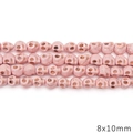 Pink turquoise skull-shaped loose beads 8x10mm with natural brown marble texture for DIY - Medium Skull Style (BTB1177) / Approx 37 Pieces (8x10mm) / Pink