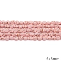 Pink skull turquoise beads 6x8mm for DIY jewelry making with realistic details - Small Skull Style (BTB1177) / Approx 48 Pieces (6x8mm) / Pink