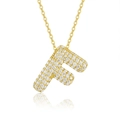 Close-up of a 925 sterling silver letter F pendant with pave moissanite stones - 45cm / F-s925 Sterling Silver Moissanite Pendant With Chain