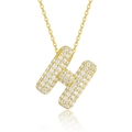Macro detail of 925 silver 18K gold letter H pendant with pavé setting moissanite - 45cm / H-s925 Sterling Silver Moissanite Pendant With Chain