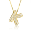 Close-up of golden letter K pendant with sparkling pavé stones on a fine O-chain necklace - 45cm / K-s925 Silver Moissanite Pendant With Chain