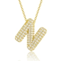Detail shot of capital letter N pendant with pavé set moissanite on gold O-chain necklace - 45cm / N-s925 Sterling Silver Moissanite Pendant With Chain