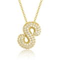 Detailed macro view of a 925 silver golden bubble letter S pendant with moissanite stones - 45cm / S-s925 Sterling Silver Moissanite Pendant With Chain